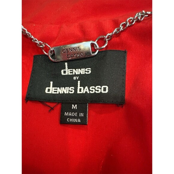 Red Dennis Basso Women's Zipper Front Lined Coat Removable Hood Jacket Size Med - Picture 11 of 11